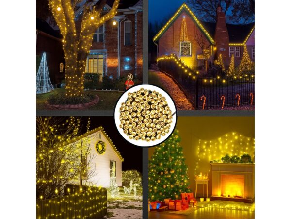 LAMPKI ŚWIĄTECZNE SOLARNE 100 LED 12M - ciepły biały