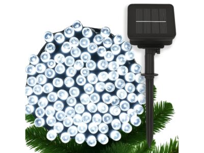 LAMPKI ŚWIĄTECZNE SOLARNE 100 LED 12M - zimny biały