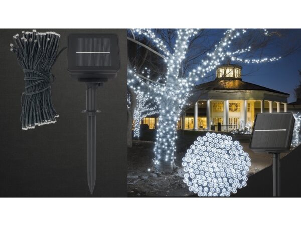 LAMPKI ŚWIĄTECZNE SOLARNE 100 LED 12M - zimny biały