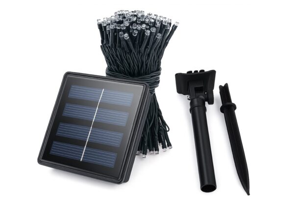 LAMPKI ŚWIĄTECZNE SOLARNE 100 LED 12M - zimny biały