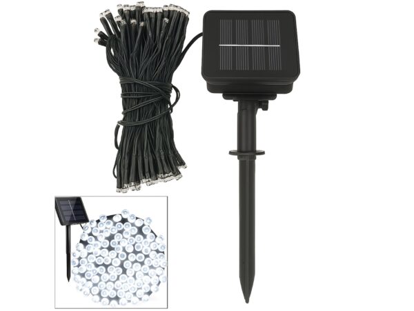 LAMPKI ŚWIĄTECZNE SOLARNE 100 LED 12M - zimny biały