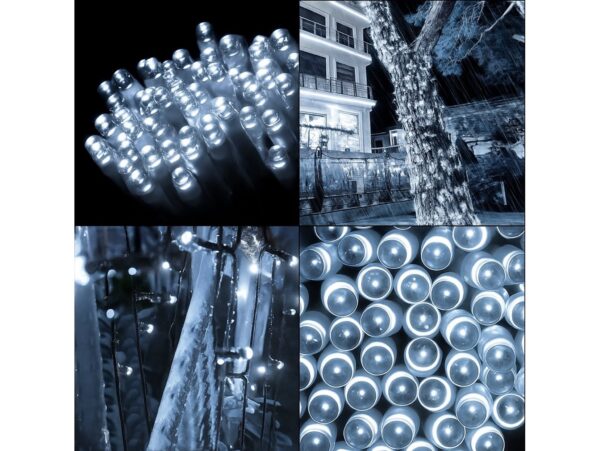 LAMPKI ŚWIĄTECZNE SOLARNE 100 LED 12M - zimny biały