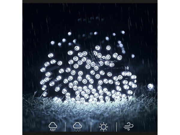 LAMPKI ŚWIĄTECZNE SOLARNE 100 LED 12M - zimny biały