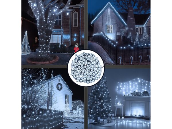 LAMPKI ŚWIĄTECZNE SOLARNE 100 LED 12M - zimny biały