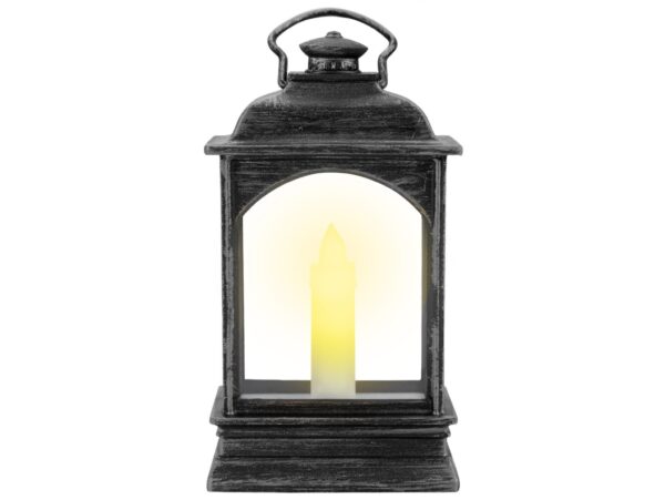 LATARNIA LATERENKA MINI PLASTIKOWA ZE ŚWIECZKĄ - srebrny