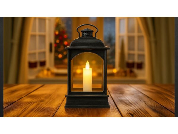 LATARNIA LATERENKA MINI PLASTIKOWA ZE ŚWIECZKĄ - srebrny