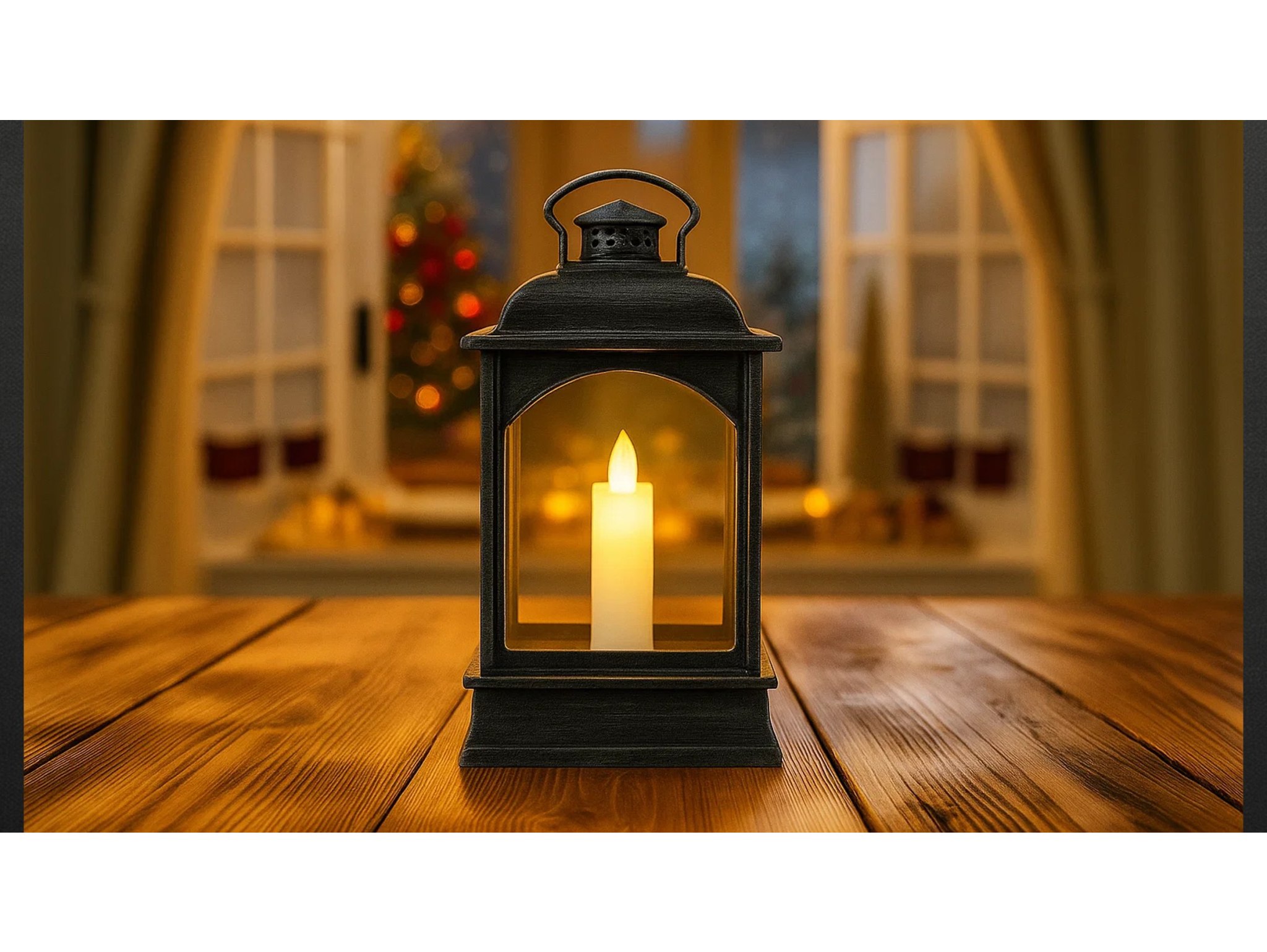 LATARNIA LATERENKA MINI PLASTIKOWA ZE ŚWIECZKĄ - srebrny