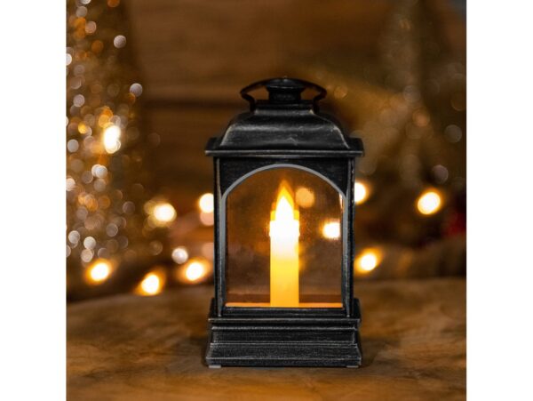 LATARNIA LATERENKA MINI PLASTIKOWA ZE ŚWIECZKĄ - srebrny