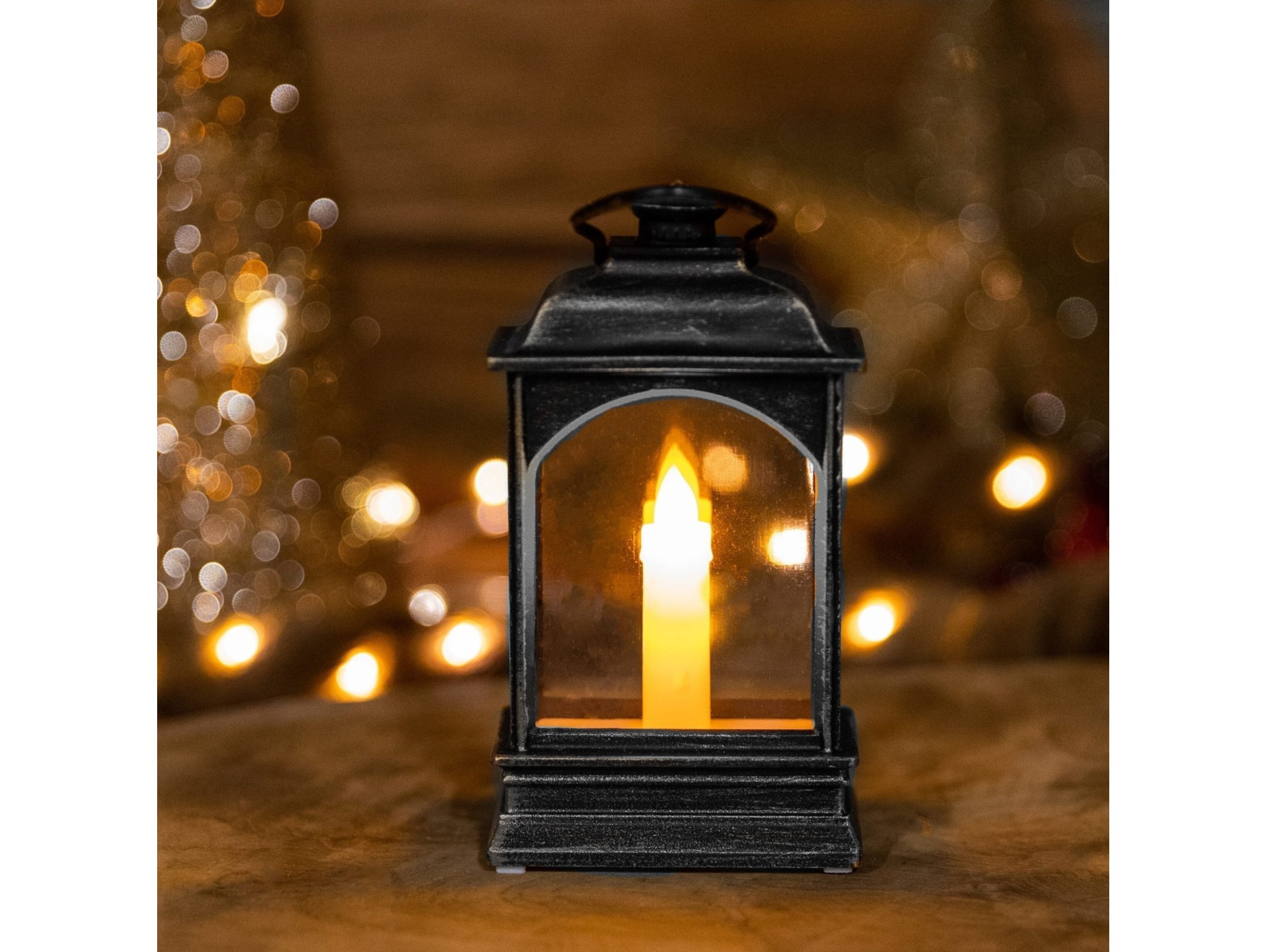 LATARNIA LATERENKA MINI PLASTIKOWA ZE ŚWIECZKĄ - srebrny