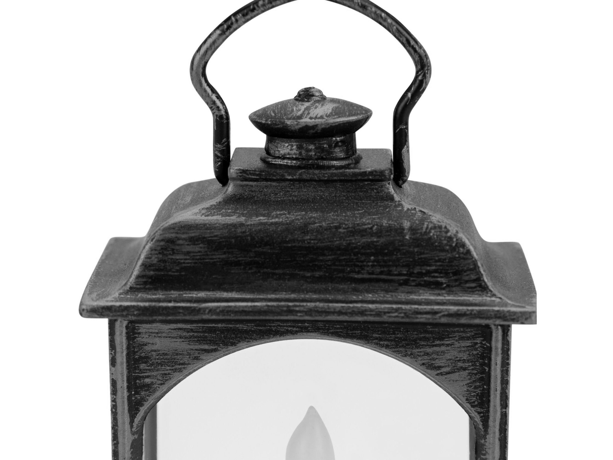 LATARNIA LATERENKA MINI PLASTIKOWA ZE ŚWIECZKĄ - srebrny