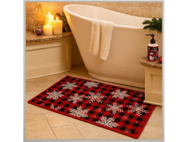 MATA DYWANIK ŁAZIENKOWY ANTYPOŚLIZGOWY ŚWIĄTECZNY 40x60 - płatki śniegu