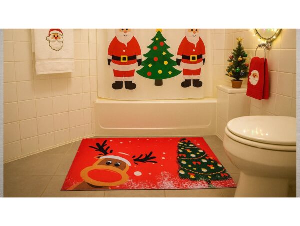 MATA DYWANIK ŁAZIENKOWY ANTYPOŚLIZGOWY ŚWIĄTECZNY 40x60 - renifer choinka