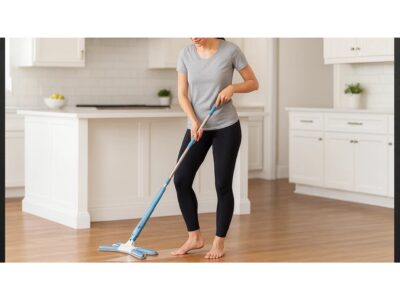 MOP PŁASKI Z WYCISKACZEM - biało-niebieski