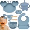 NACZYNIA SILIKONOWE DLA DZIECI DO KARMIENIA ZESTAW - niebieski
