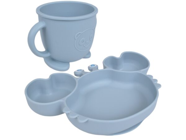 NACZYNIA SILIKONOWE DLA DZIECI DO KARMIENIA ZESTAW - niebieski