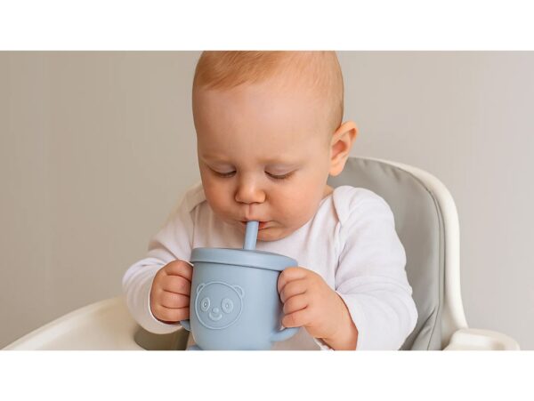 NACZYNIA SILIKONOWE DLA DZIECI DO KARMIENIA ZESTAW - niebieski