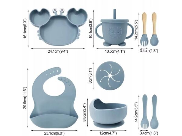 NACZYNIA SILIKONOWE DLA DZIECI DO KARMIENIA ZESTAW - niebieski
