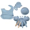 NACZYNIA SILIKONOWE DLA DZIECI DO KARMIENIA ZESTAW - niebieski