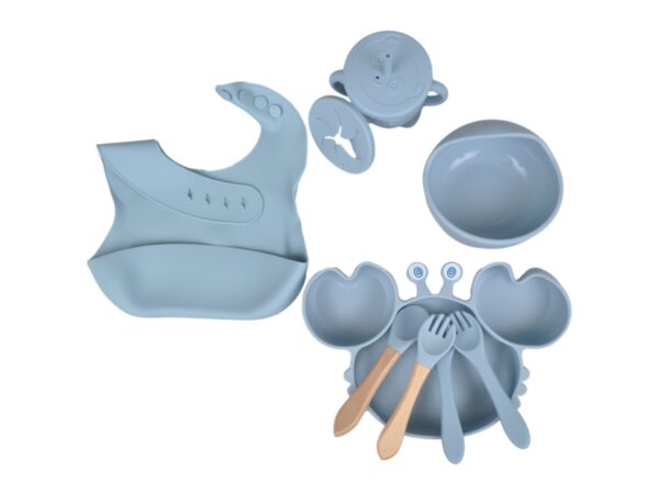 NACZYNIA SILIKONOWE DLA DZIECI DO KARMIENIA ZESTAW - niebieski