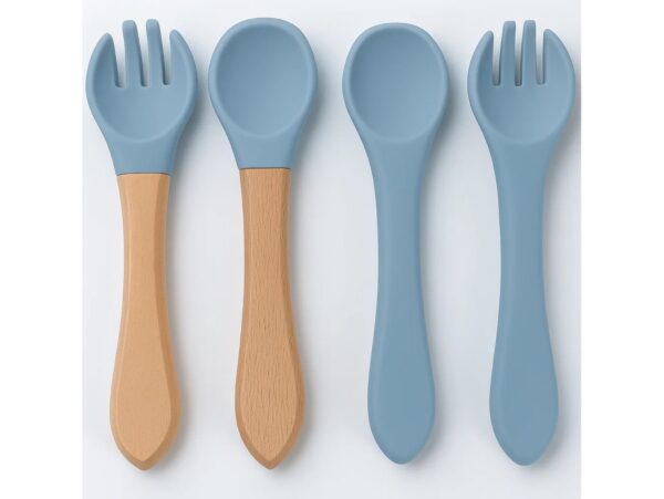 NACZYNIA SILIKONOWE DLA DZIECI DO KARMIENIA ZESTAW - niebieski