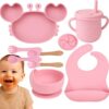 NACZYNIA SILIKONOWE DLA DZIECI DO KARMIENIA ZESTAW - różowy