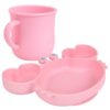 NACZYNIA SILIKONOWE DLA DZIECI DO KARMIENIA ZESTAW - różowy