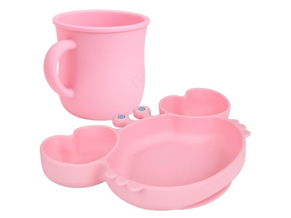 NACZYNIA SILIKONOWE DLA DZIECI DO KARMIENIA ZESTAW - różowy