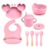 NACZYNIA SILIKONOWE DLA DZIECI DO KARMIENIA ZESTAW - różowy