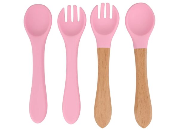 NACZYNIA SILIKONOWE DLA DZIECI DO KARMIENIA ZESTAW - różowy