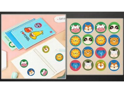 NAKLEJKI MOTYWACYJNE ROLKA 500SZT - zwierzęta 2