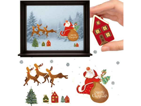 NAKLEJKI NA OKNO ŚWIĄTECZNE 48x34 2 ARKUSZE - sanie