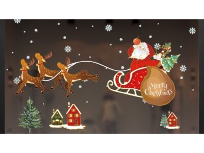 NAKLEJKI NA OKNO ŚWIĄTECZNE 48x34 2 ARKUSZE - sanie