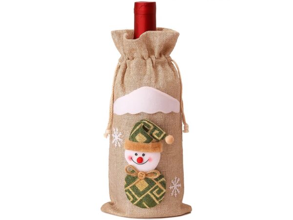 POKROWIEC UBRANKO NA BUTELKĘ ŚWIĄTECZNE - beżowy bałwan