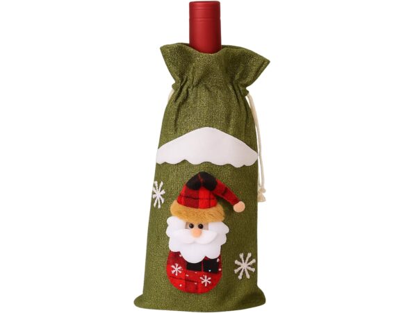 POKROWIEC UBRANKO NA BUTELKĘ ŚWIĄTECZNE - zielony Mikołaj