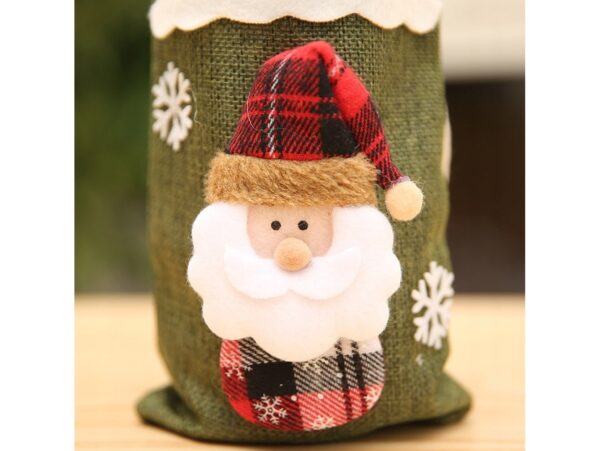 POKROWIEC UBRANKO NA BUTELKĘ ŚWIĄTECZNE - zielony Mikołaj