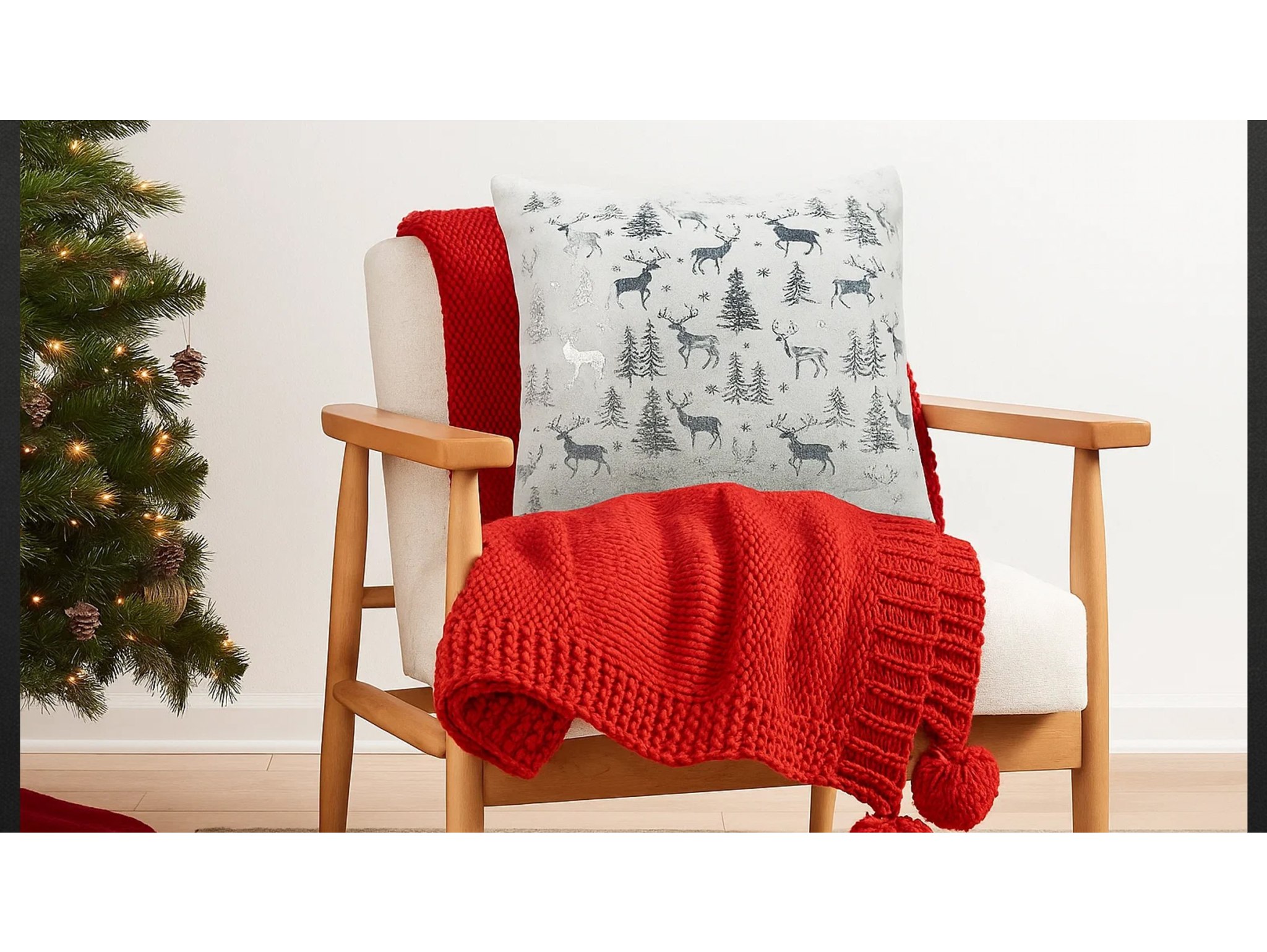 POSZEWKA NA PODUSZKĘ ŚWIĄTECZNA 43x43 - srebrny