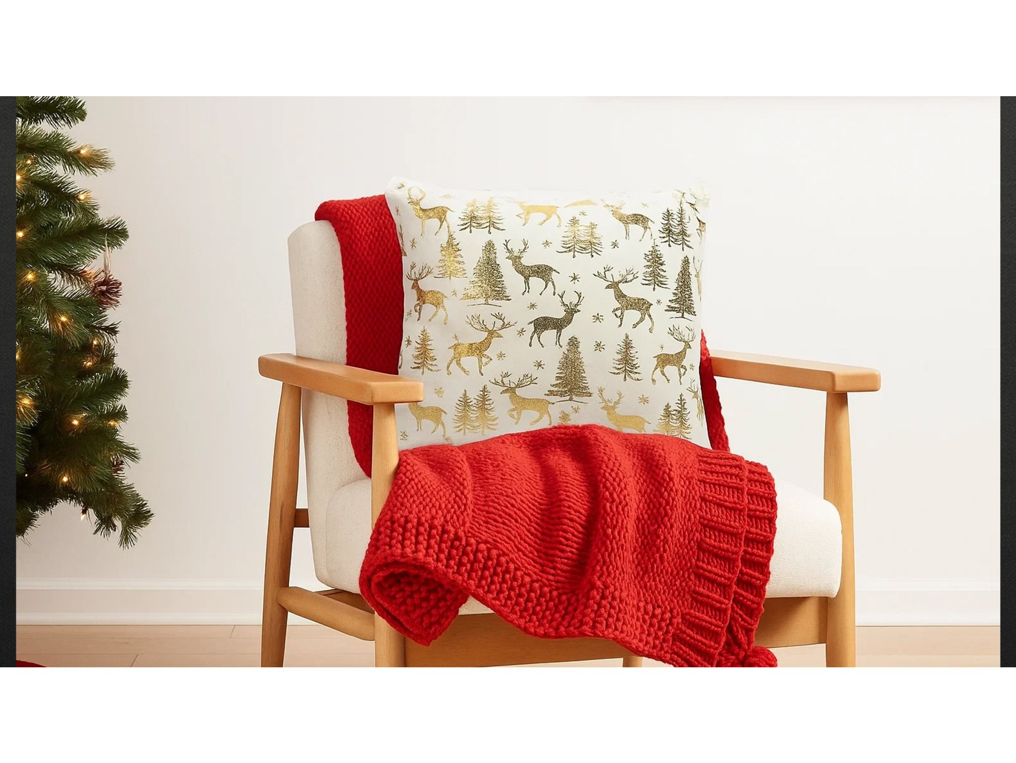 POSZEWKA NA PODUSZKĘ ŚWIĄTECZNA 43x43 - złoty