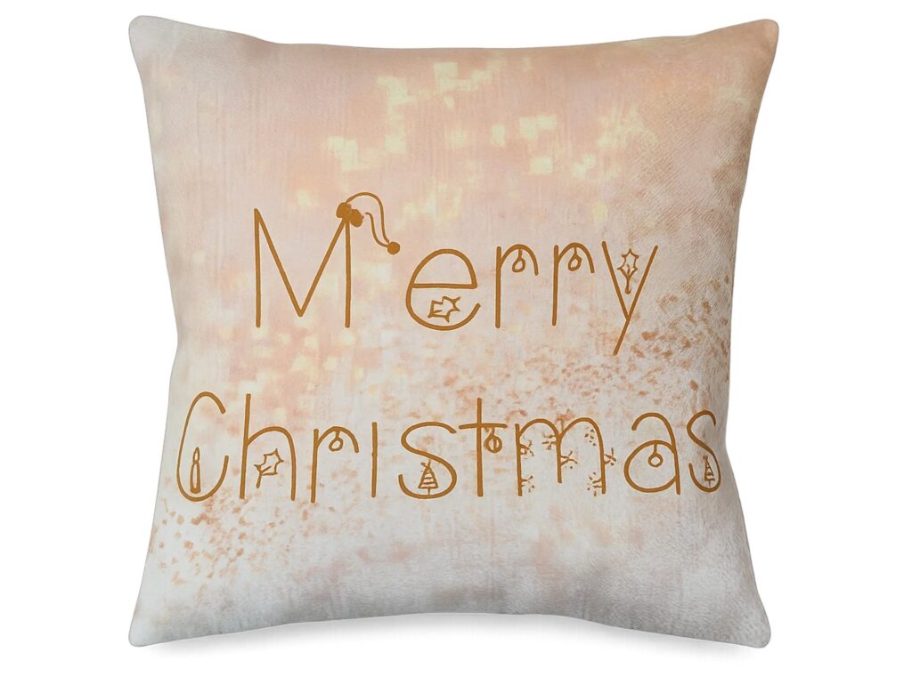 POSZEWKA NA PODUSZKĘ ŚWIĄTECZNA 45x45 - złoty/Merry Christmas