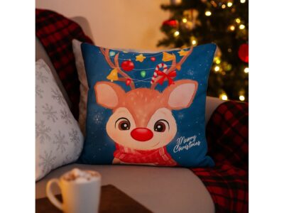 POSZEWKA NA PODUSZKĘ ŚWIĄTECZNA - renifer