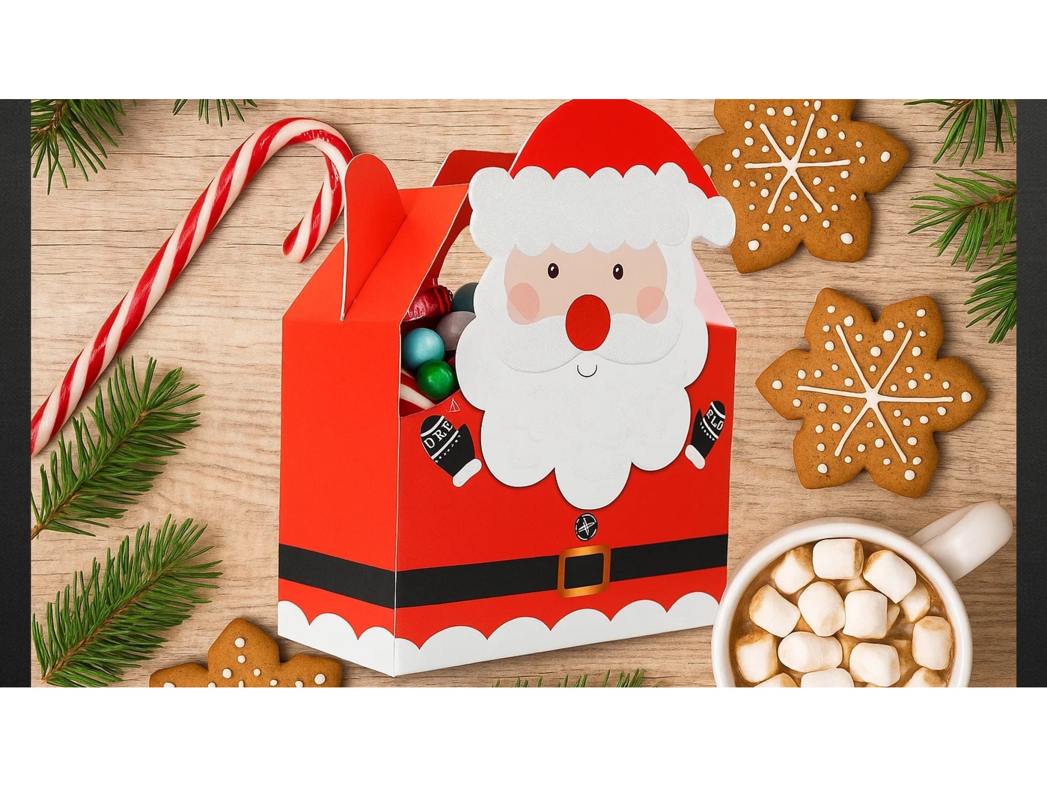 PUDEŁKO PREZENTOWE ŚWIĄTECZNE 16x12x8cm - mikołaj