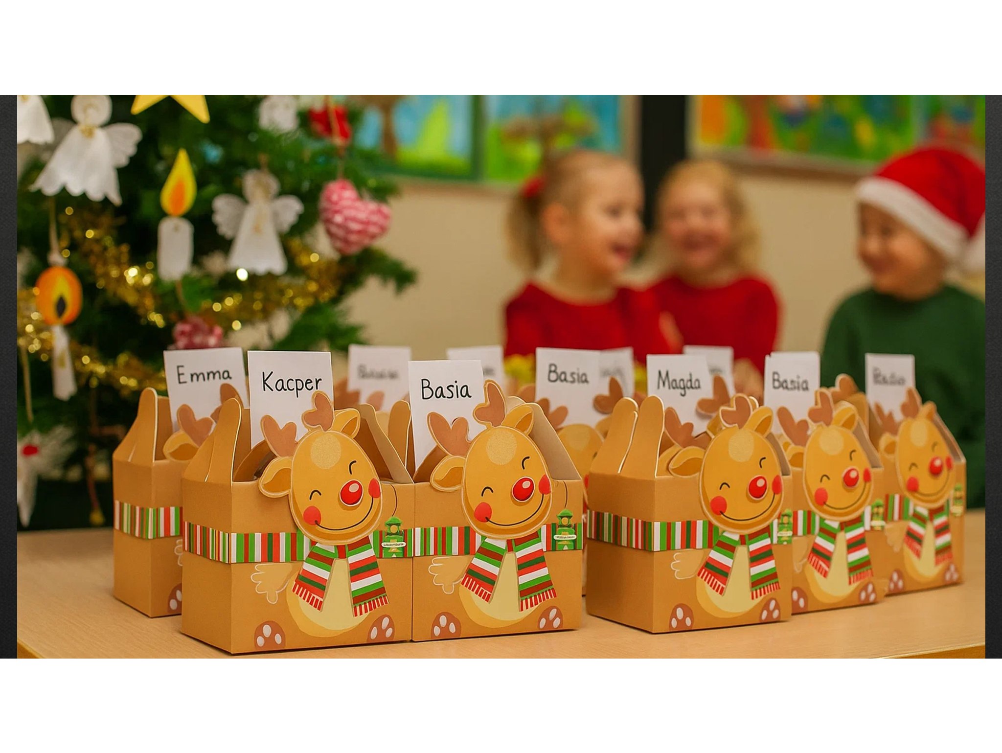 PUDEŁKO PREZENTOWE ŚWIĄTECZNE 16x12x8cm - renifer