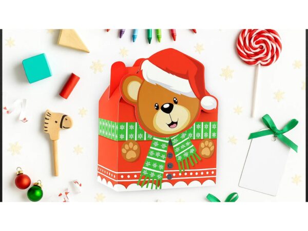 PUDEŁKO PREZENTOWE ŚWIĄTECZNE 21x17x11cm - miś