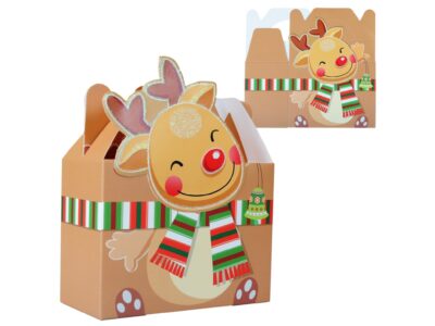 PUDEŁKO PREZENTOWE ŚWIĄTECZNE 21x17x11cm - renifer