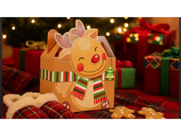 PUDEŁKO PREZENTOWE ŚWIĄTECZNE 21x17x11cm - renifer