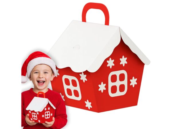 PUDEŁKO PREZENTOWE ŚWIĄTECZNE DOMEK 12x9x8cm