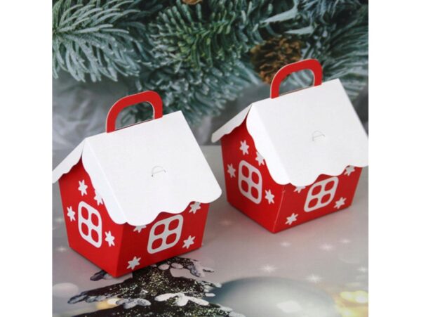 PUDEŁKO PREZENTOWE ŚWIĄTECZNE DOMEK 12x9x8cm