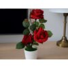 RÓŻA KWIAT SZTUCZNY 38cm 3 KWIATY W DONICZCE - czerwony