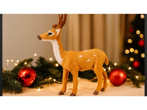 RENIFER PLUSZOWY FIGURKA ŚWIĄTECZNA 30x23cm