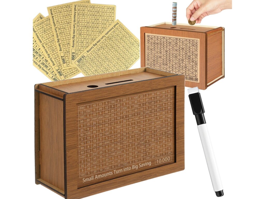 SKARBONKA WYKREŚLANA WYZWANIE OSZCZĘDZANIE