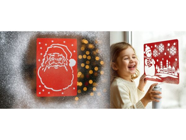 SZABLONY DO SZTUCZNEGO ŚNIEGU 2SZT 54x38cm - mikołaj/bałwan